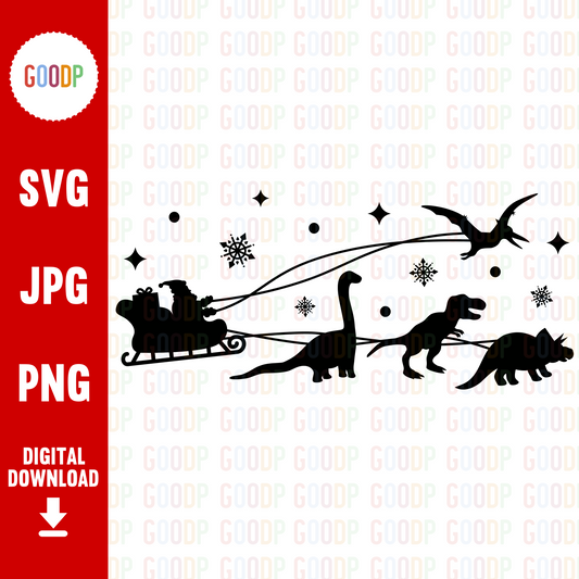 Christmas Dinosaur Sleigh Ride Svg