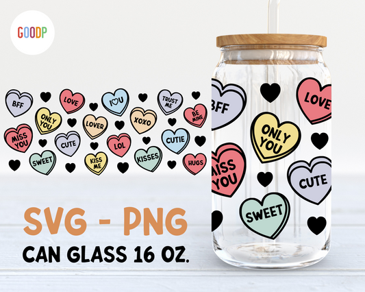 Candy Heart Svg For 16oz libbey Glass